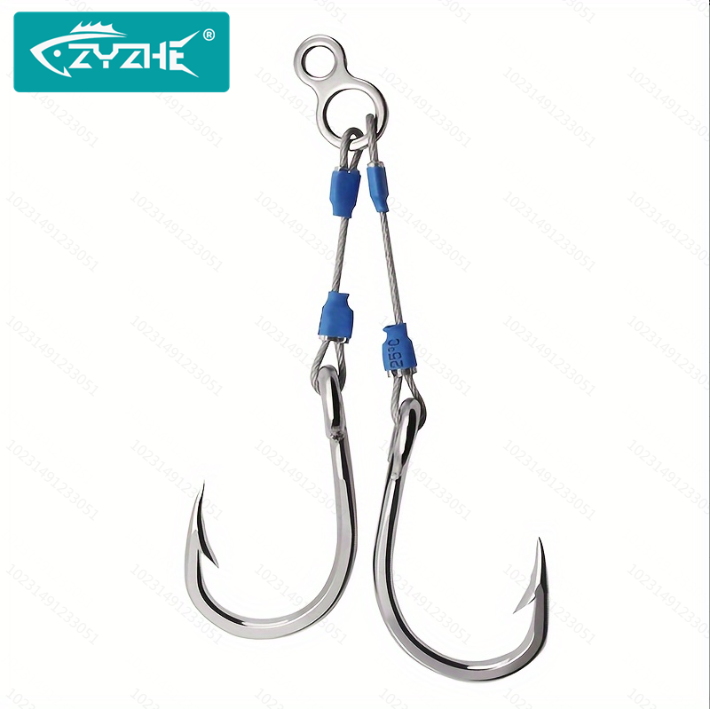 Fishing Hook Barbless - ZYZHE スチールワイヤージグアシストフック 6サイズ 高炭素鋼製フィッシュフック タックルアクセサリー 海釣りボートジギング釣り針