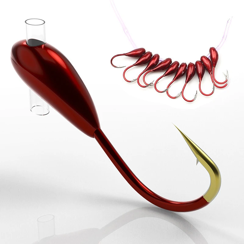Fishing Hook Barbless - 10/20 個冬氷釣りフック高炭素鋼有刺鉄線転倒フックジグヘッドリードフック鯉釣具アクセサリー