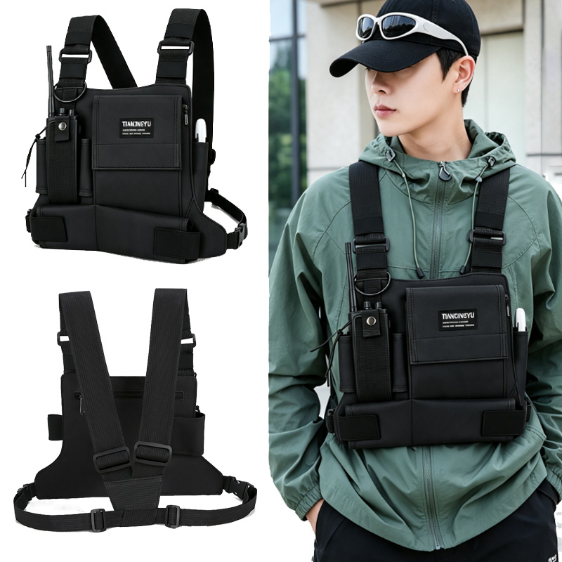 Fishing Hook - 2026年新作 ユニセックス チェストバッグ 多機能チェストリグバッグ メンズベストバックパック トランシーバーバッグ
