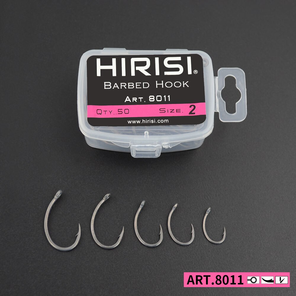 Fishing Hook Circle - HIRISI-高炭素鋼含有量釣り針,50個,ボックス付き,8011
