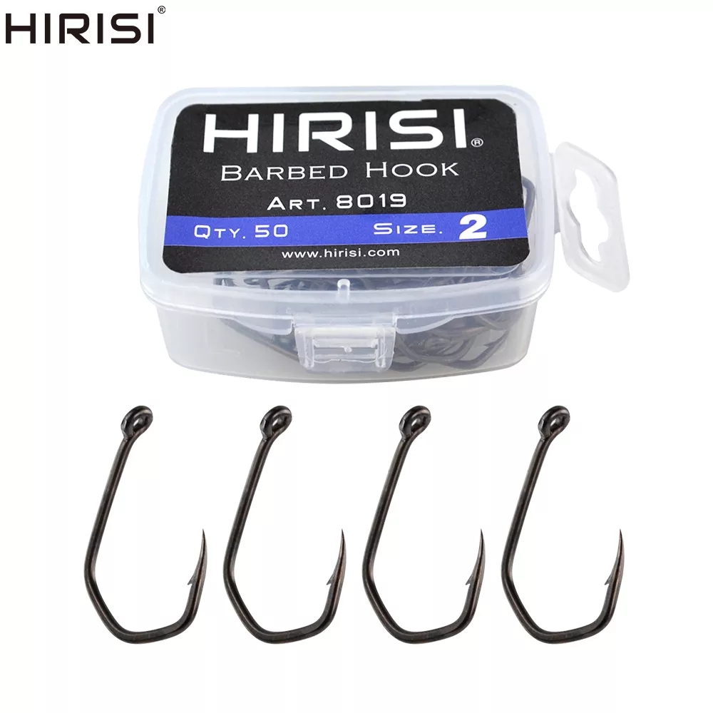 Fishing Hook Barbless - 50 個鯉釣りフック有刺鉄線ピンポイント爪フック PTFE コーティング高炭素ステンレス鋼アイドフィッシュフック 8019
