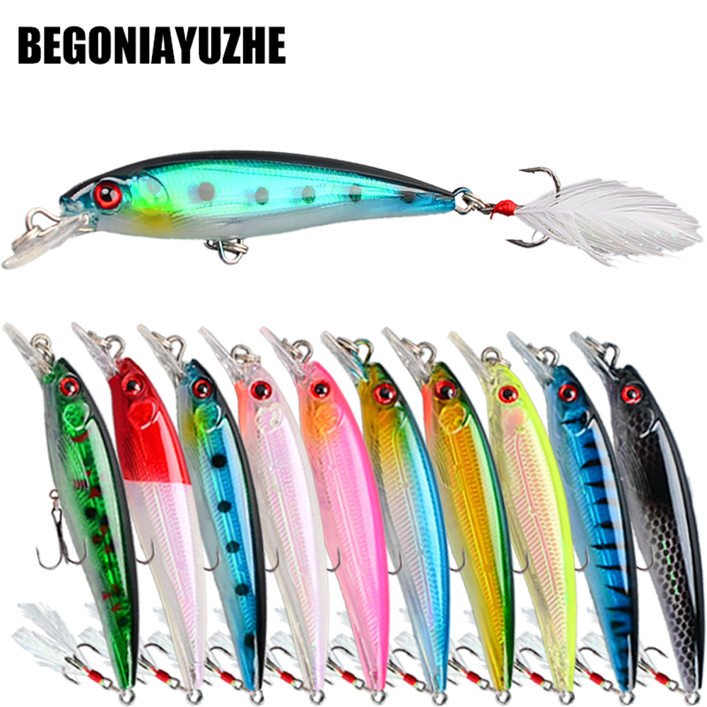 バイオニックミノー釣り用ルアーセット10個入り - 6.8g - Fishing Hook Treble のレビューと価格