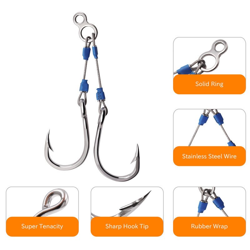ZYZHE スチールワイヤージグアシストフック 6サイズ 高 - Fishing Hook Barbless のレビューと価格