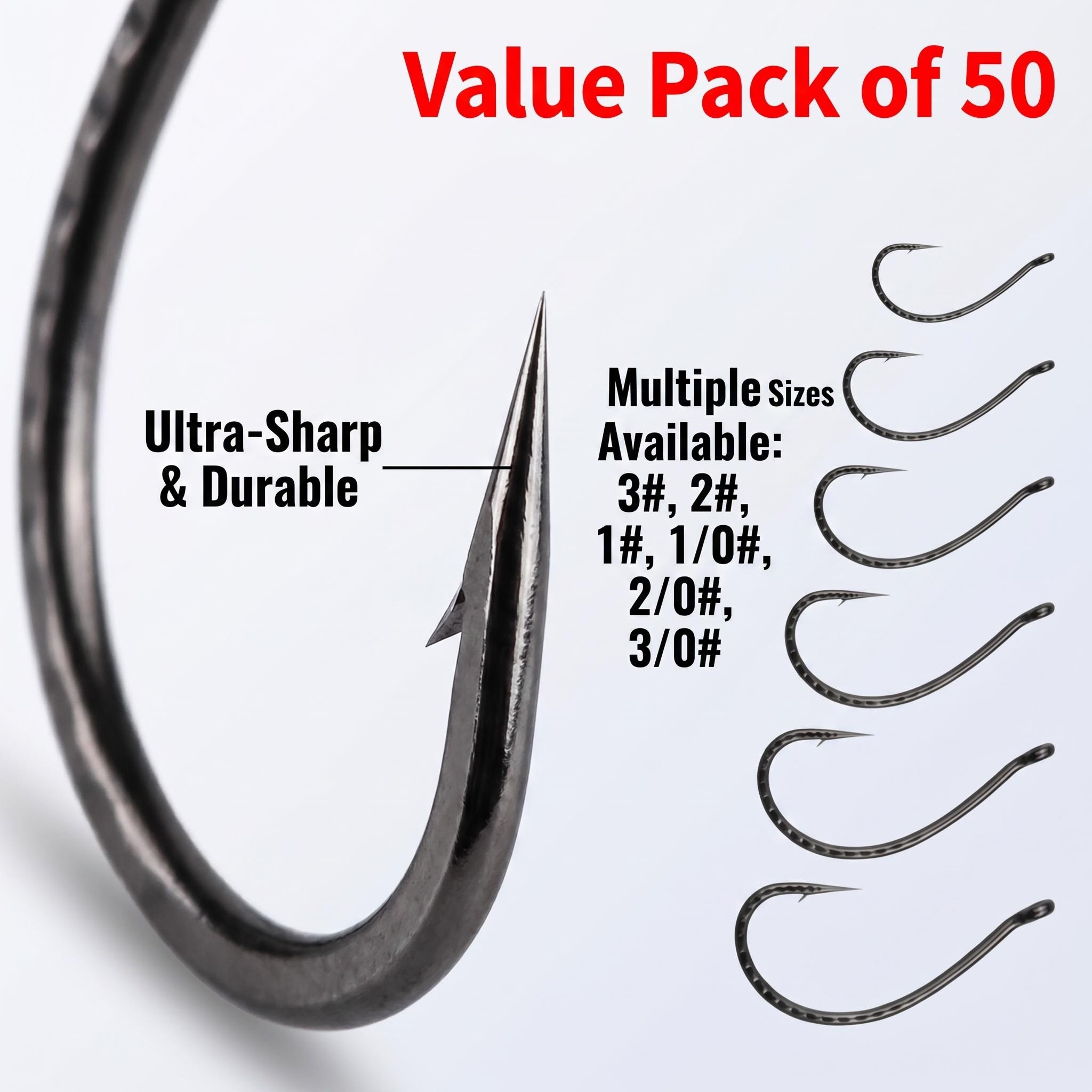 50個入り高炭素鋼製ワッキーフック – 滑り止めソフトベイト - Fishing Hook Barbless のレビューと価格