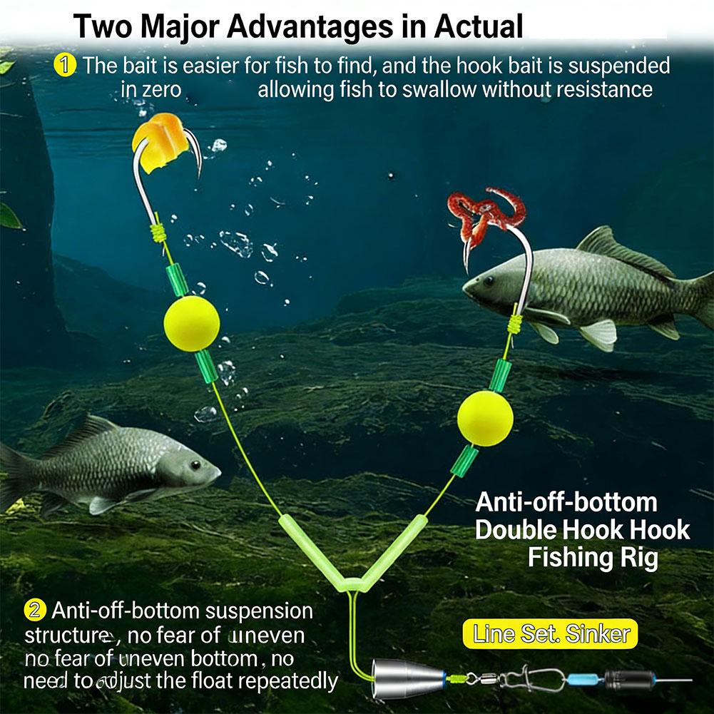 リバースオフボトムダブルフックリグ、アンチスナッグ釣り糸セッ - Fishing Hook Weedless のレビューと価格