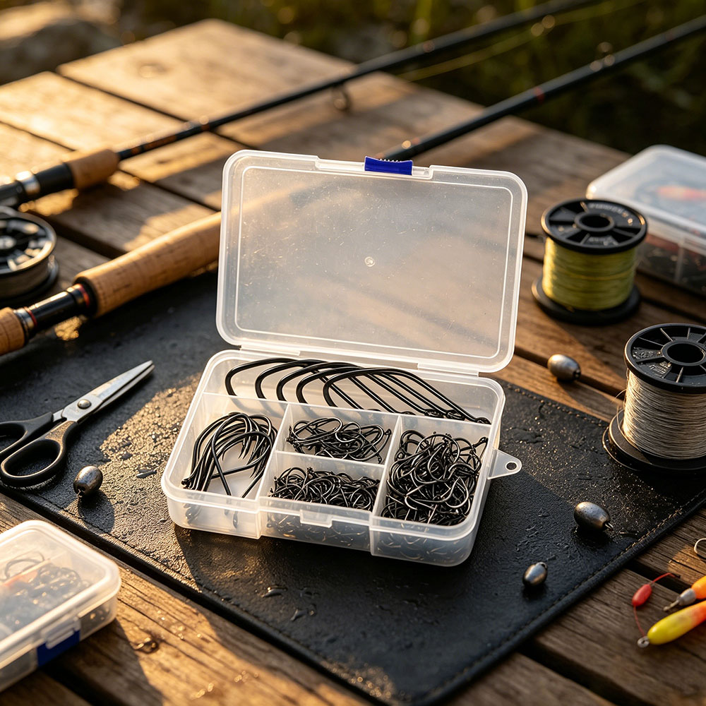 200個入りマルチサイズバーブ付き釣り針キット、高炭素鋼製サ - Fishing Hook Circle のレビューと価格