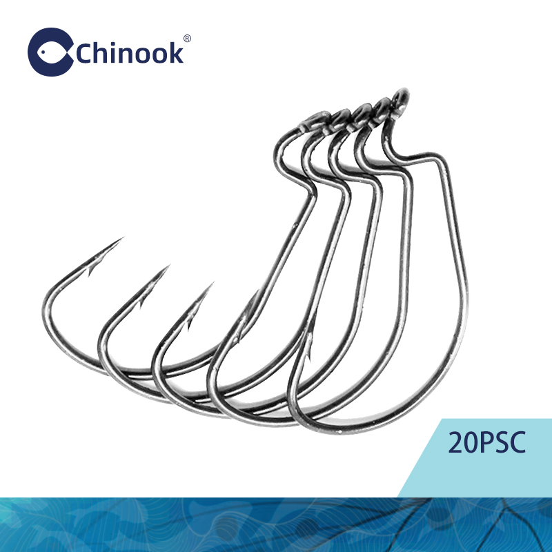 チヌーク 20個入り ワイドワーム テキサンフック カーボン - Fishing Hook Offset のレビューと価格