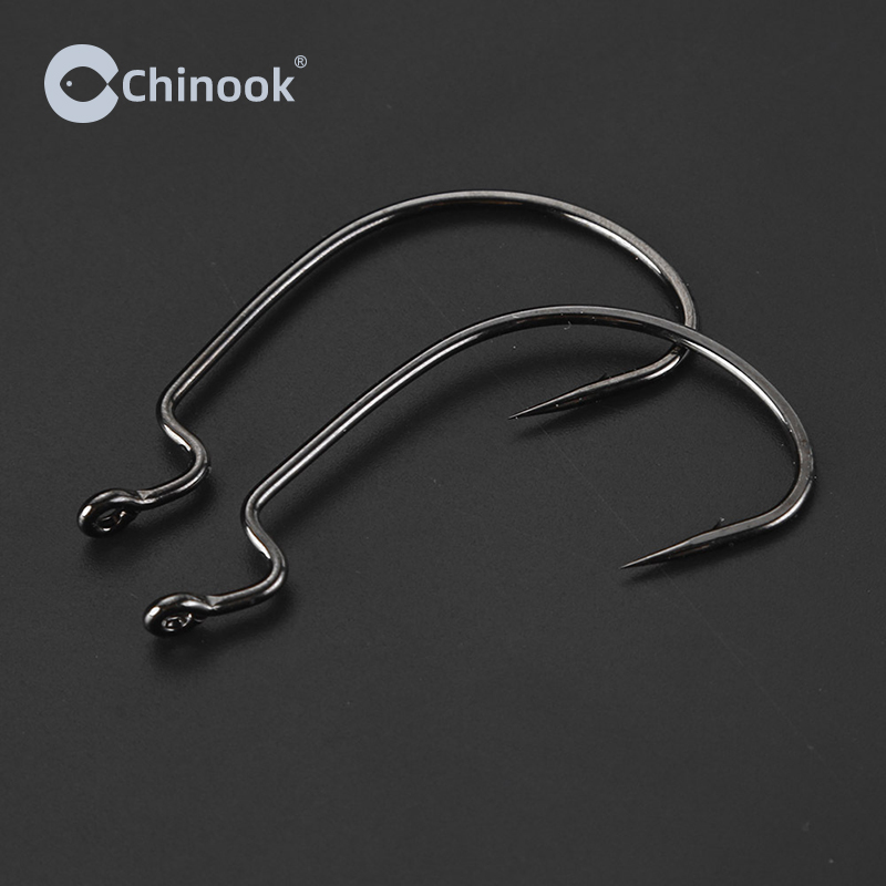 チヌーク 20個入り ワイドワーム テキサンフック カーボン - Fishing Hook Offset のレビューと価格