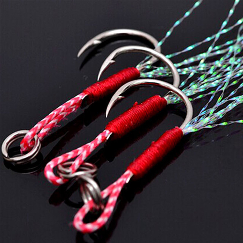 5ピース/ロット高炭素鋼支援糸羽ジギングフック鯉遅いキャスト - Fishing Hook Barbless のレビューと価格