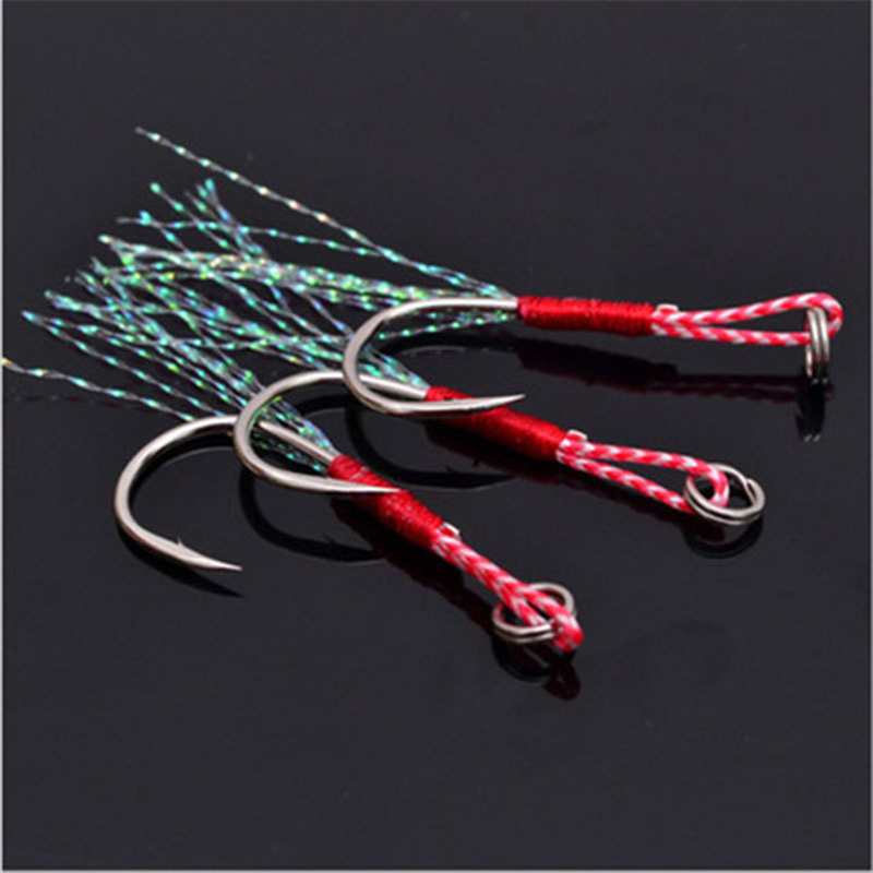 5ピース/ロット高炭素鋼支援糸羽ジギングフック鯉遅いキャスト - Fishing Hook Barbless のレビューと価格