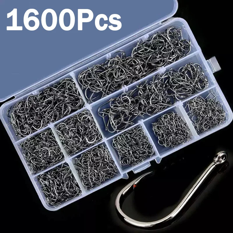 50-1600 個/箱釣り針炭素鋼強力な鋭いシルバーサークル - Fishing Hook Barbless のレビューと価格