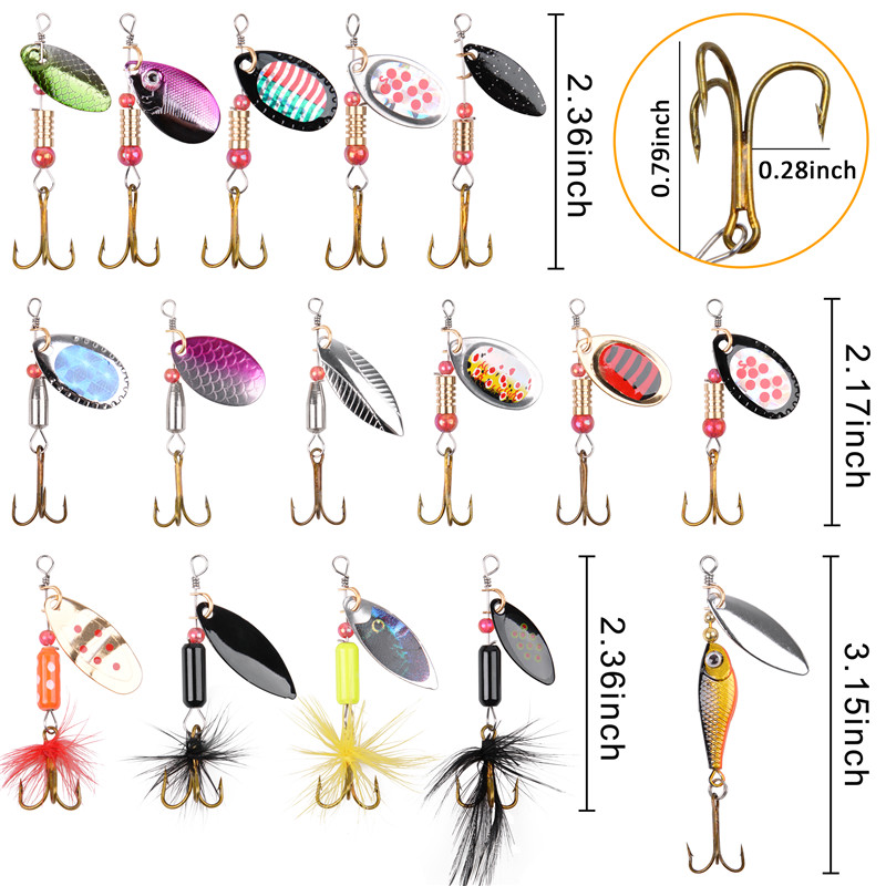 スピナーフィッシングルアー、パイクトラウトサーモンバス用フェ - Fishing Hook Treble のレビューと価格